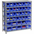 Global Industrial Steel Shelving with Total 42 4inH Plastic Shelf Bins Blue, 36x18x39-7 Shelves 603437BL